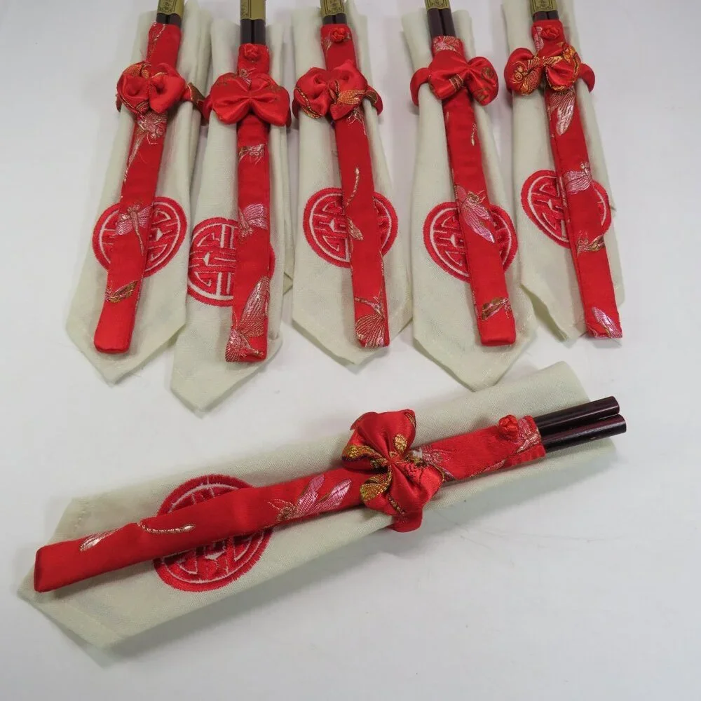 Asian Red Dragonfly (6) Table Setting Set New Year, Wedding, Celebration